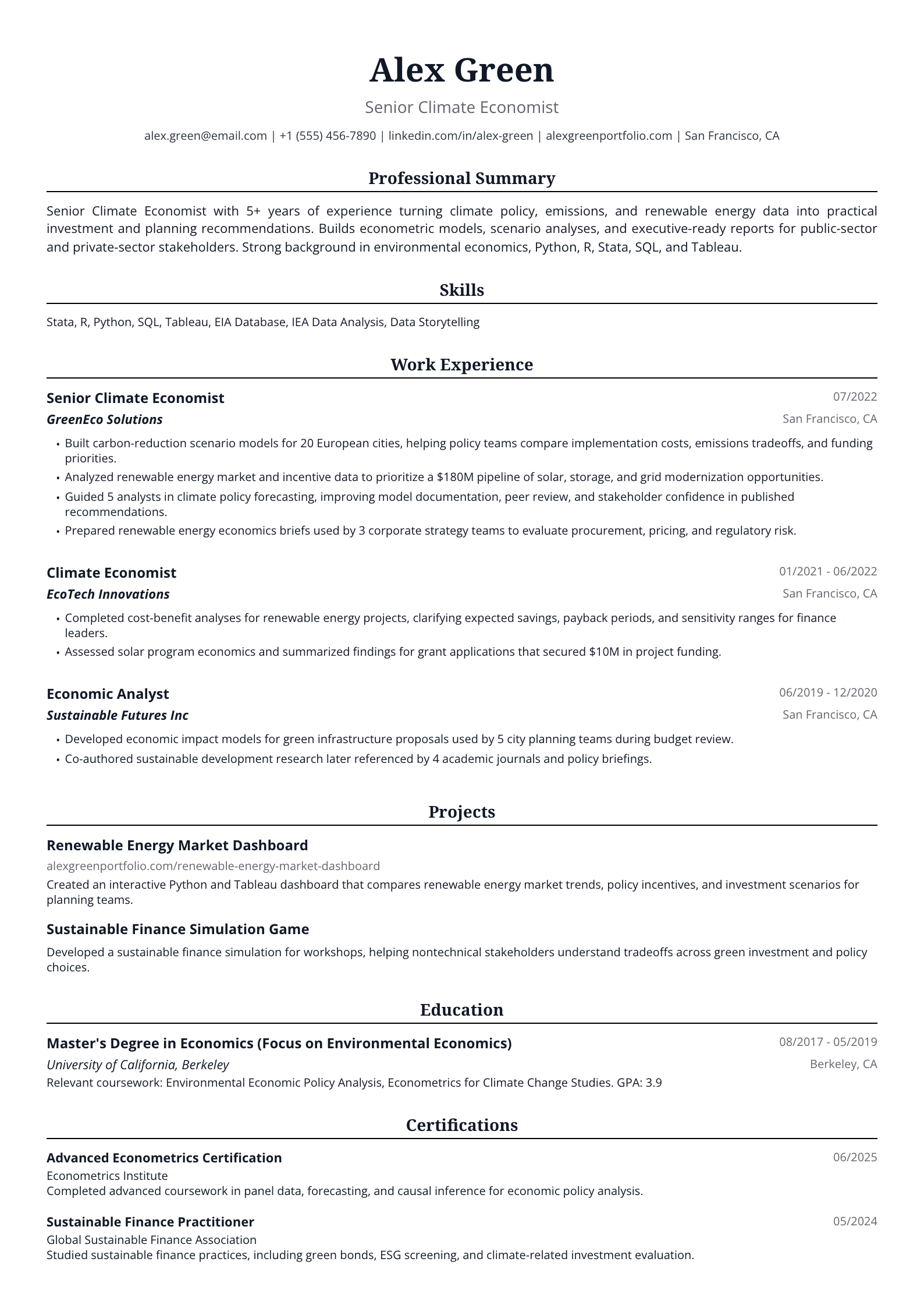 Senior Climate Economist