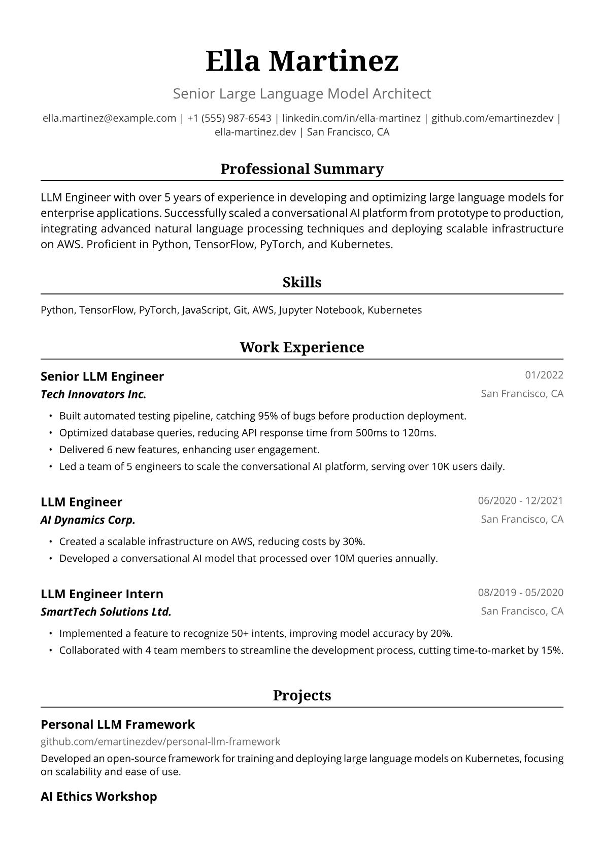 LLM Engineer Resume Example