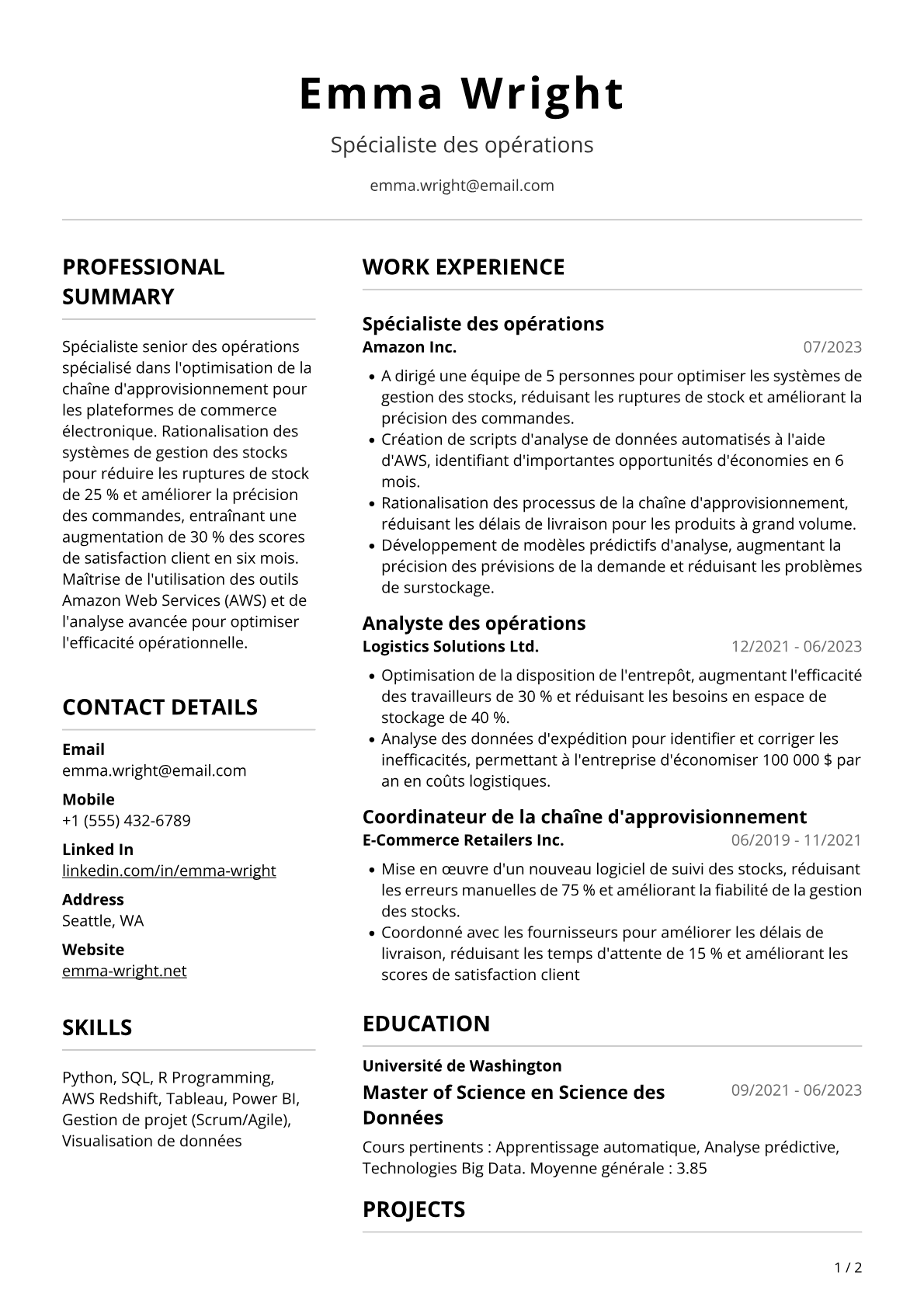 Spécialiste senior des opérations