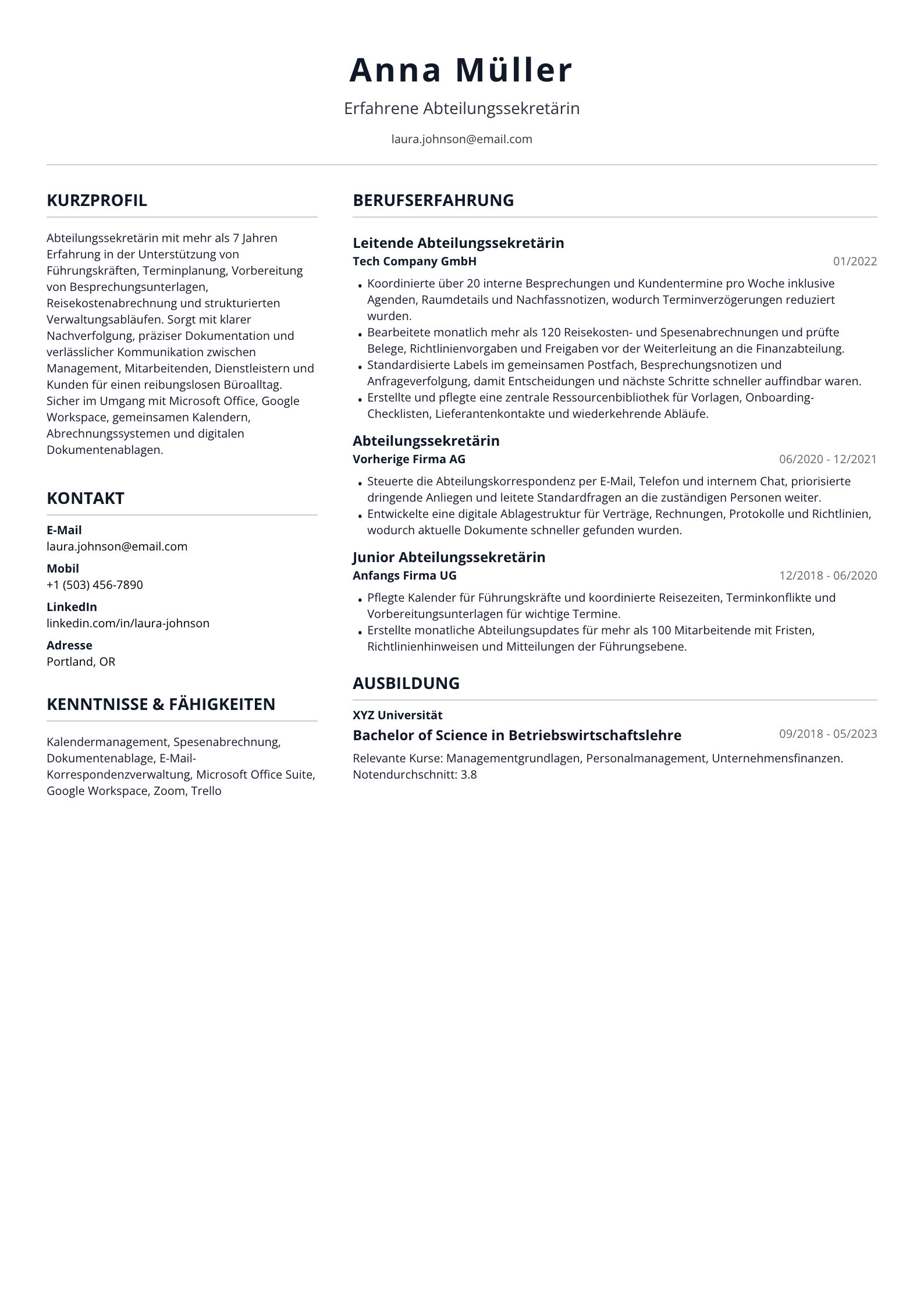 Abteilungssekretärin