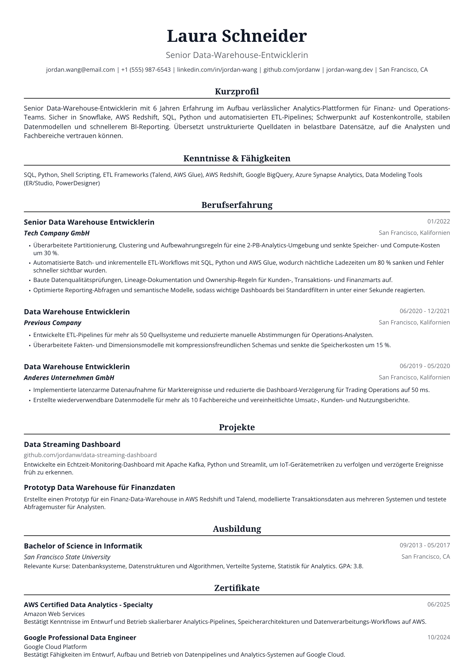Data-Warehouse-Entwicklerin