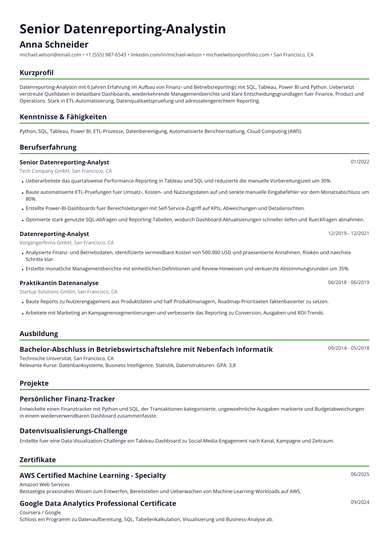 Datenreporting-Analystin