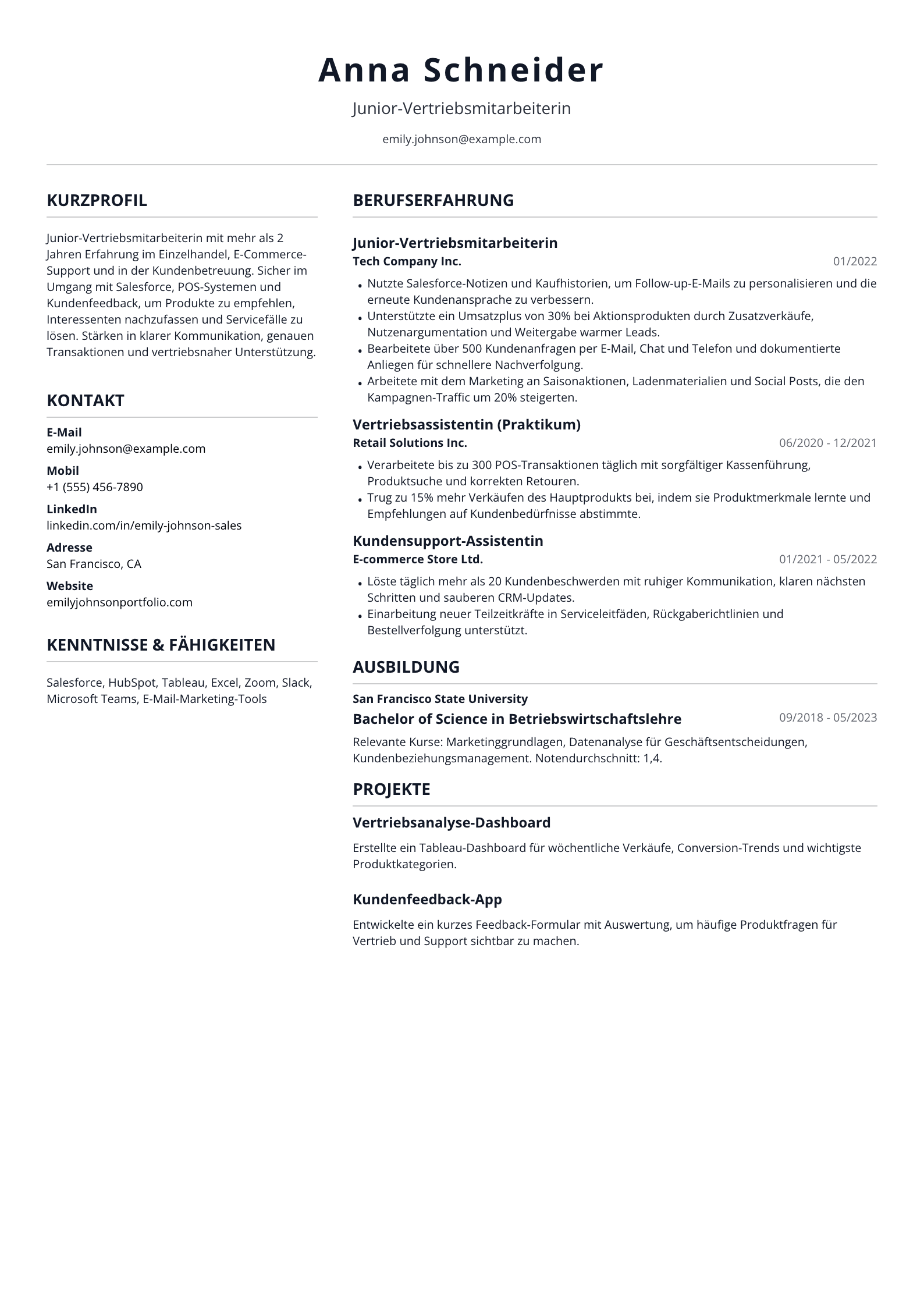 Junior-Vertriebsmitarbeiterin