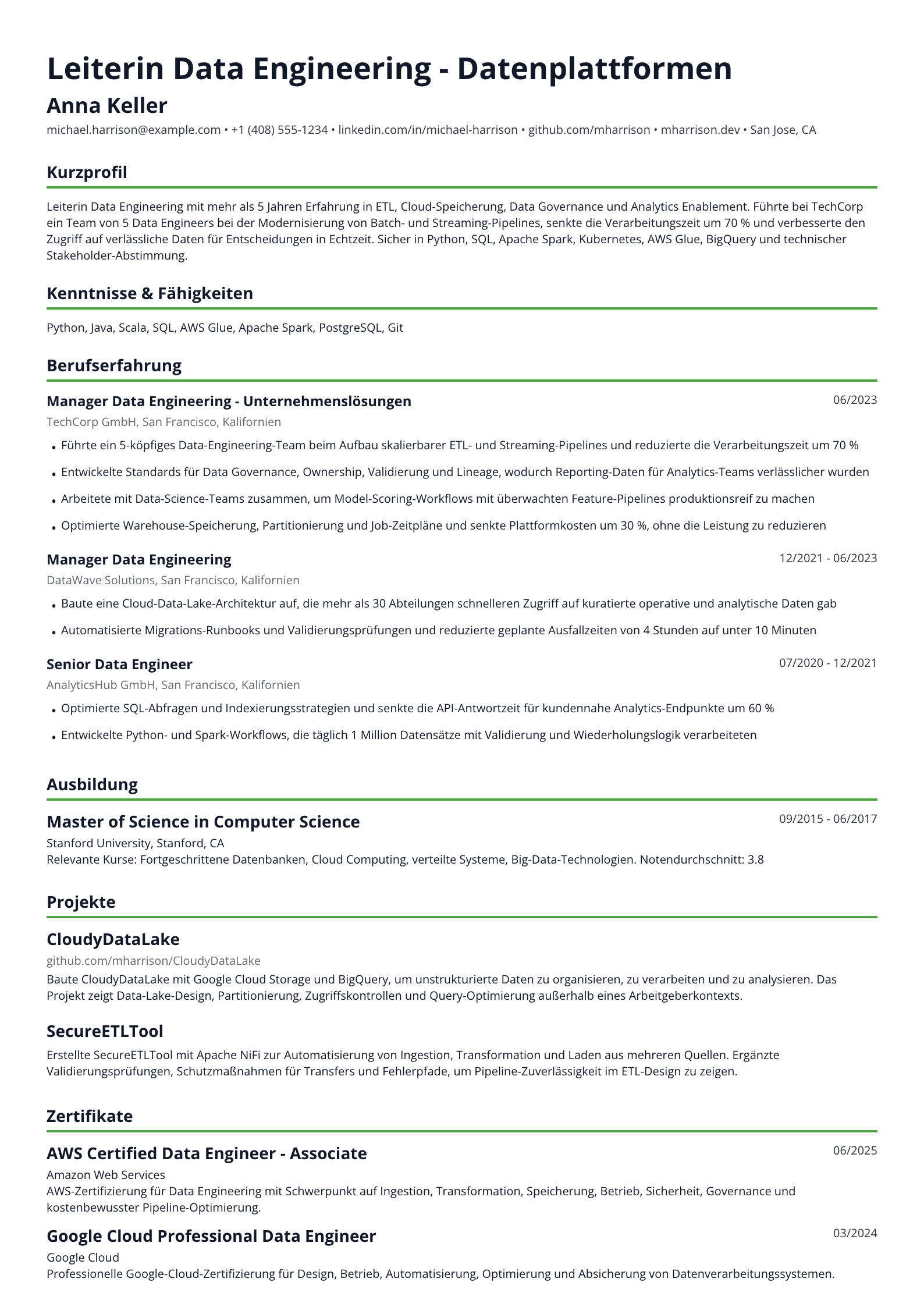 Leiterin Data Engineering