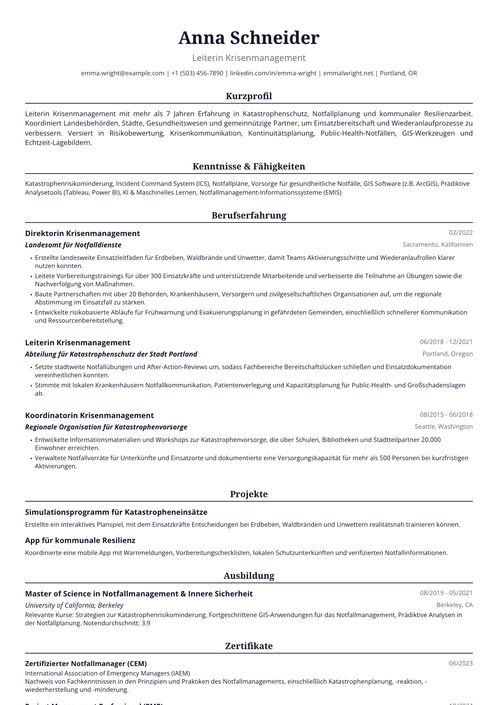 Leiterin Krisenmanagement