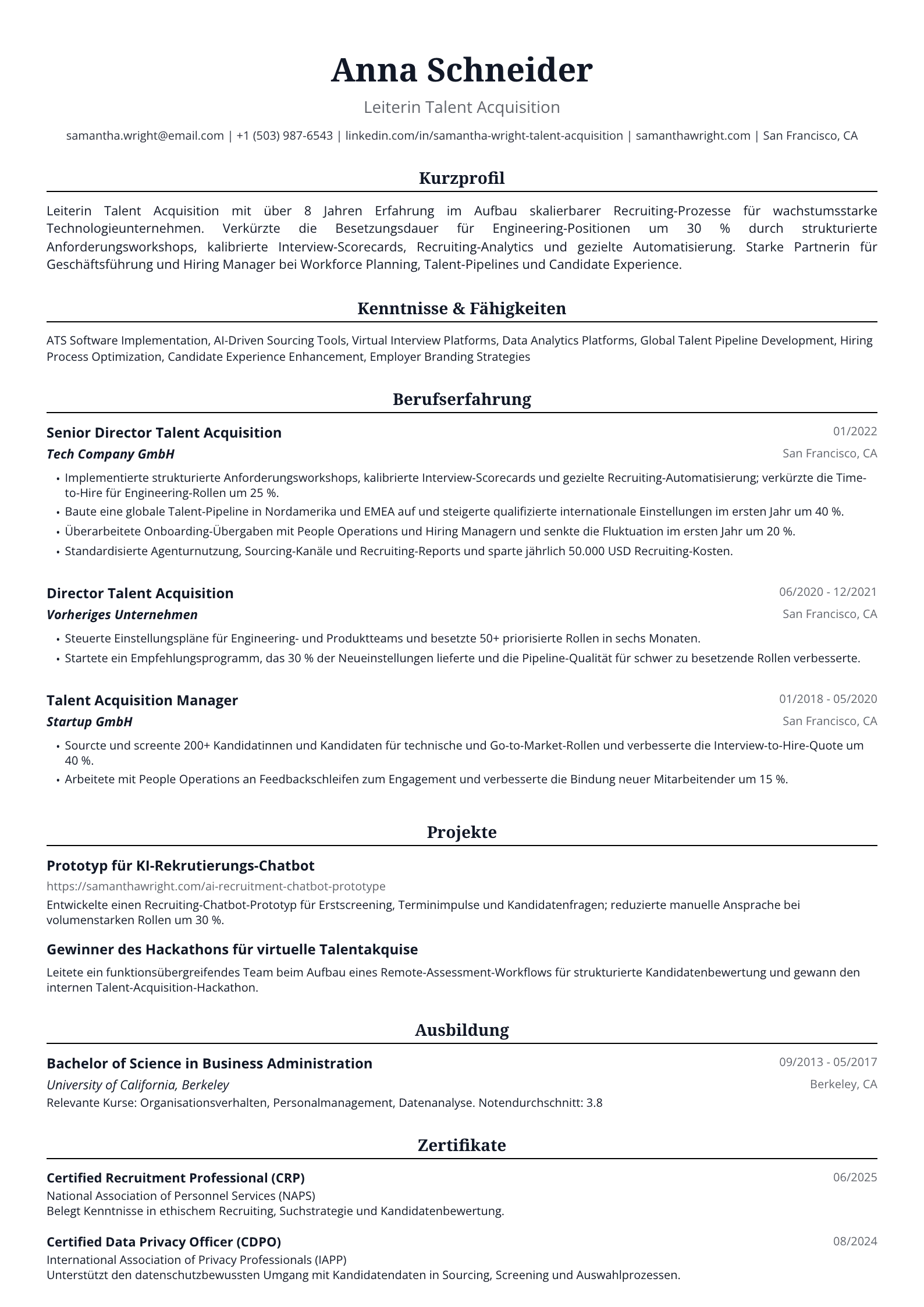 Leiterin Talent Acquisition