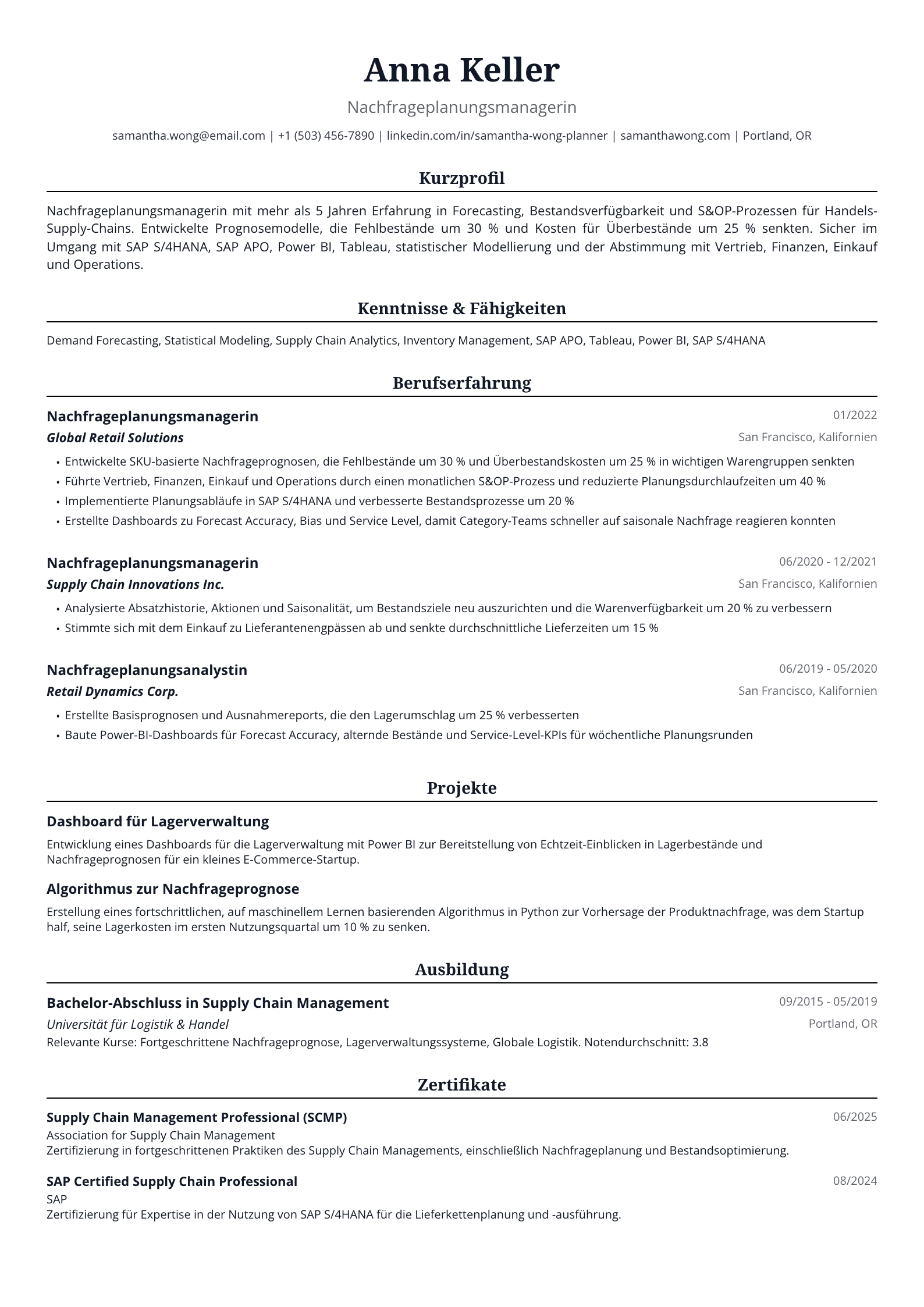 Nachfrageplanungsmanagerin