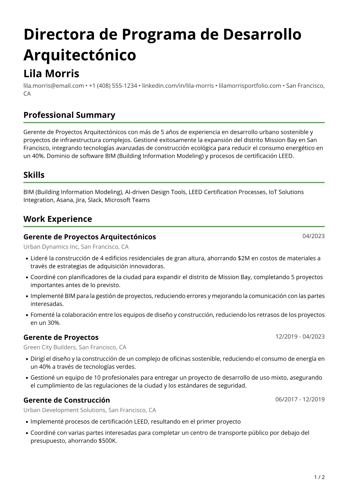 Gerente de Proyectos de Arquitectura