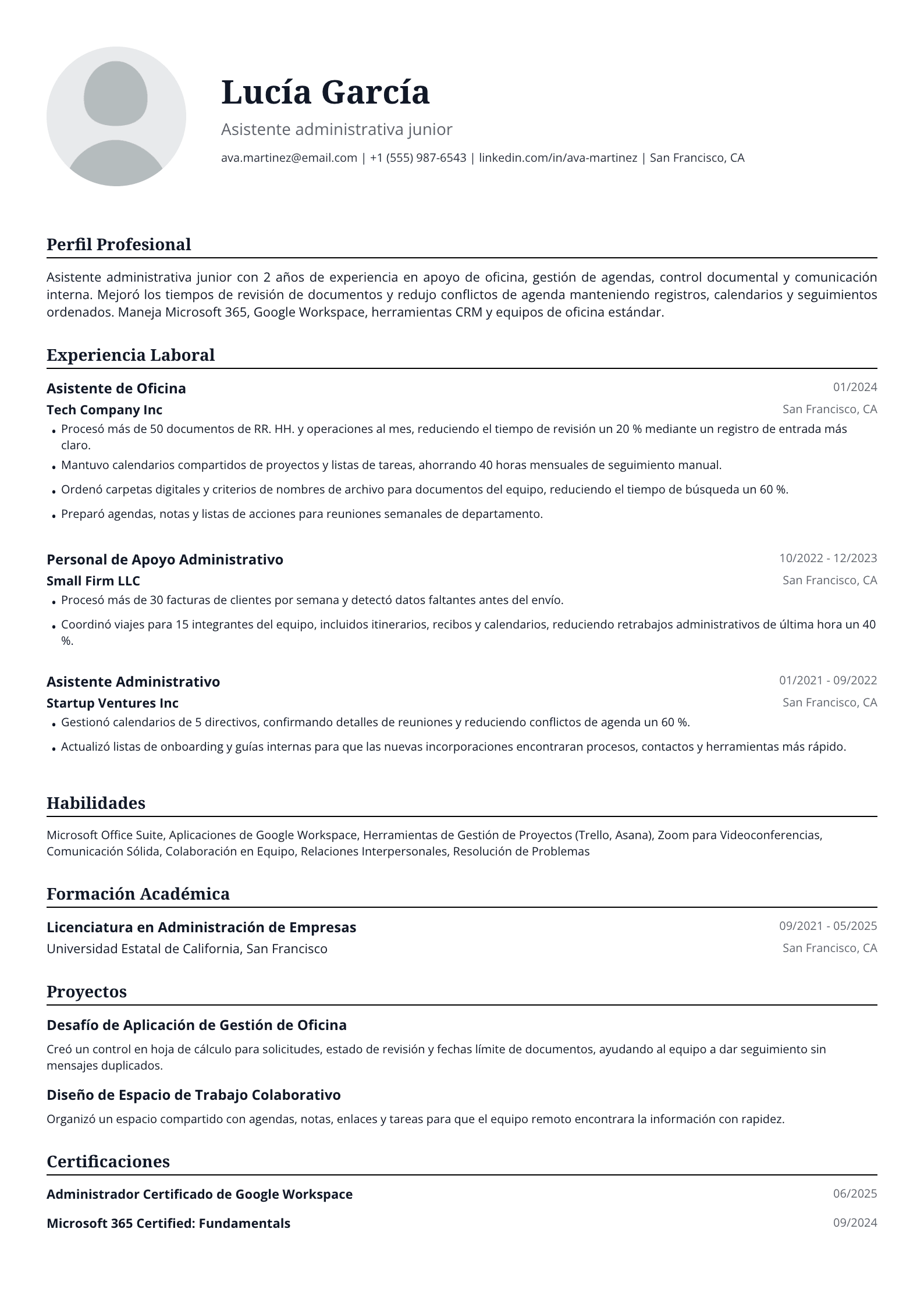 Asistente administrativa junior