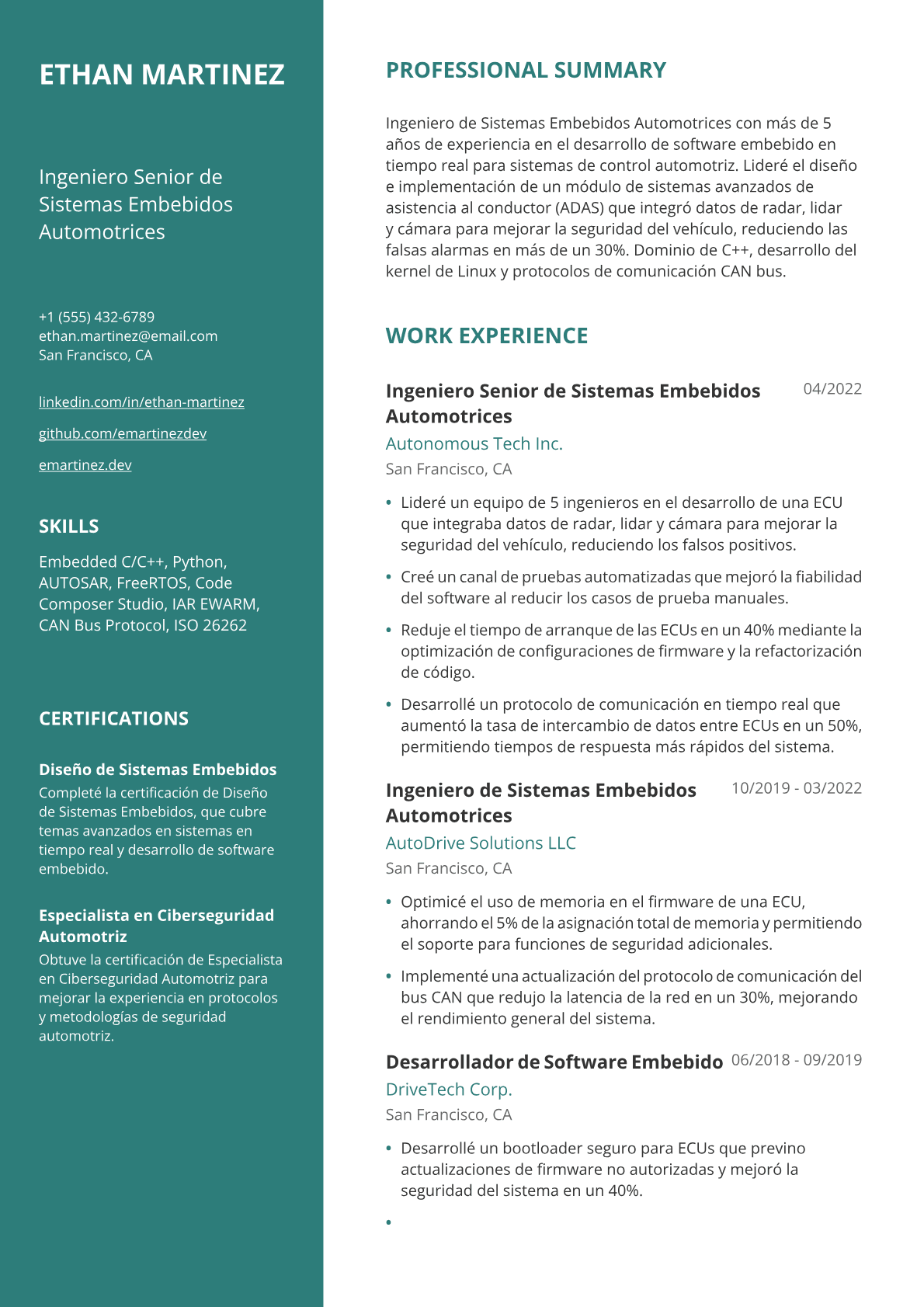 Ingeniero de sistemas embebidos automotrices