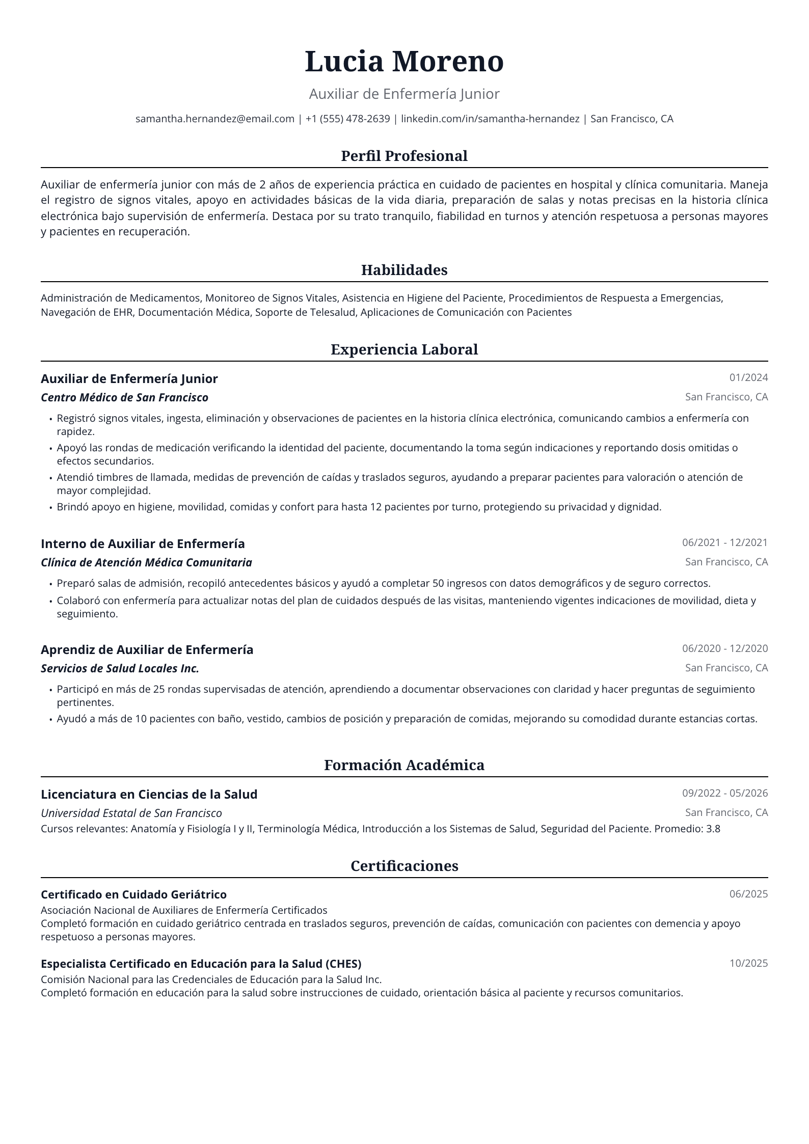 Auxiliar de Enfermería Junior