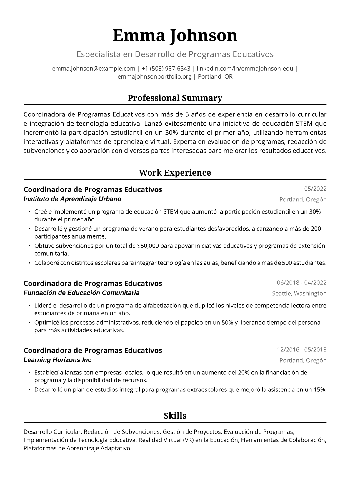 Coordinadora de programas educativos