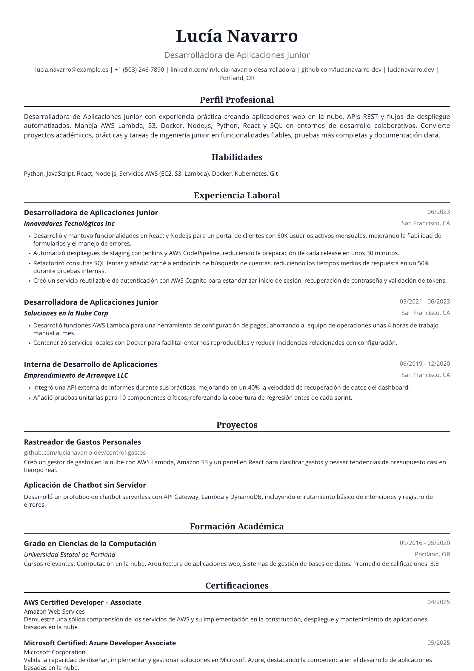 Desarrolladora de Aplicaciones Junior