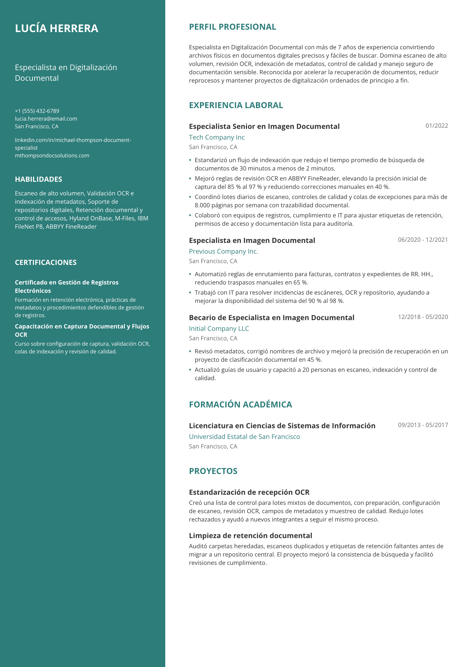 Especialista en Digitalización Documental