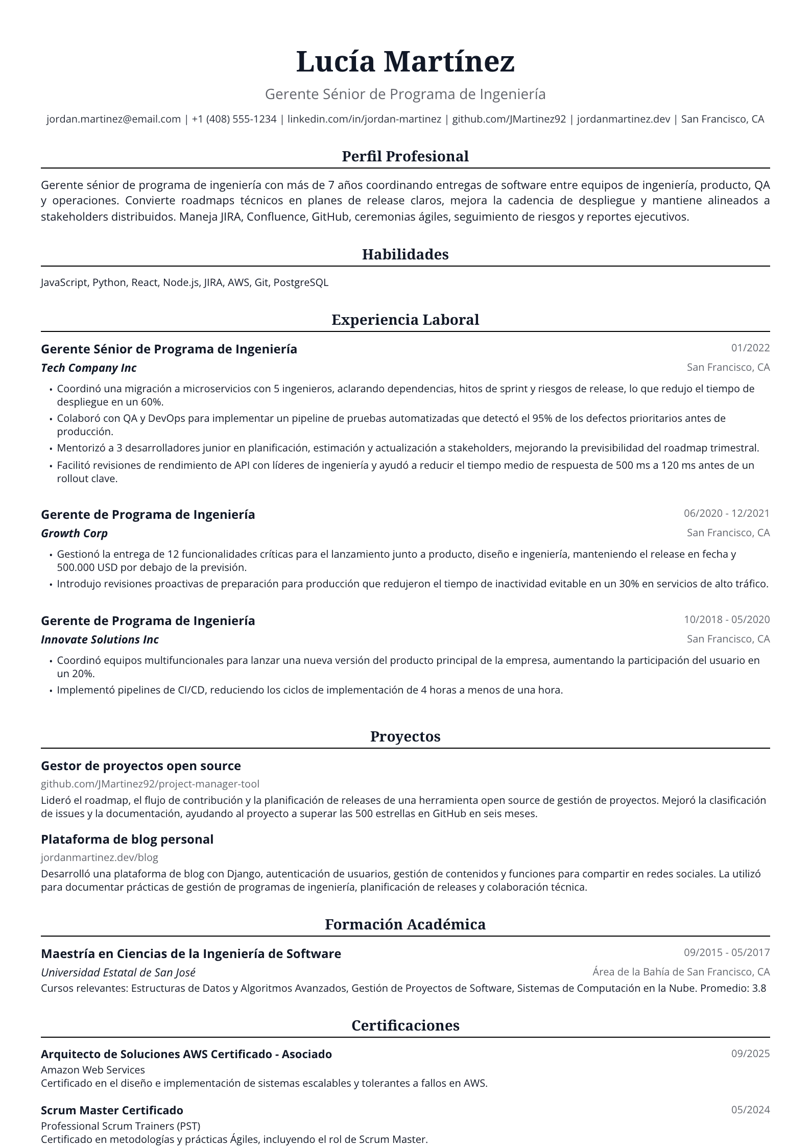 Gerente de Programa de Ingeniería