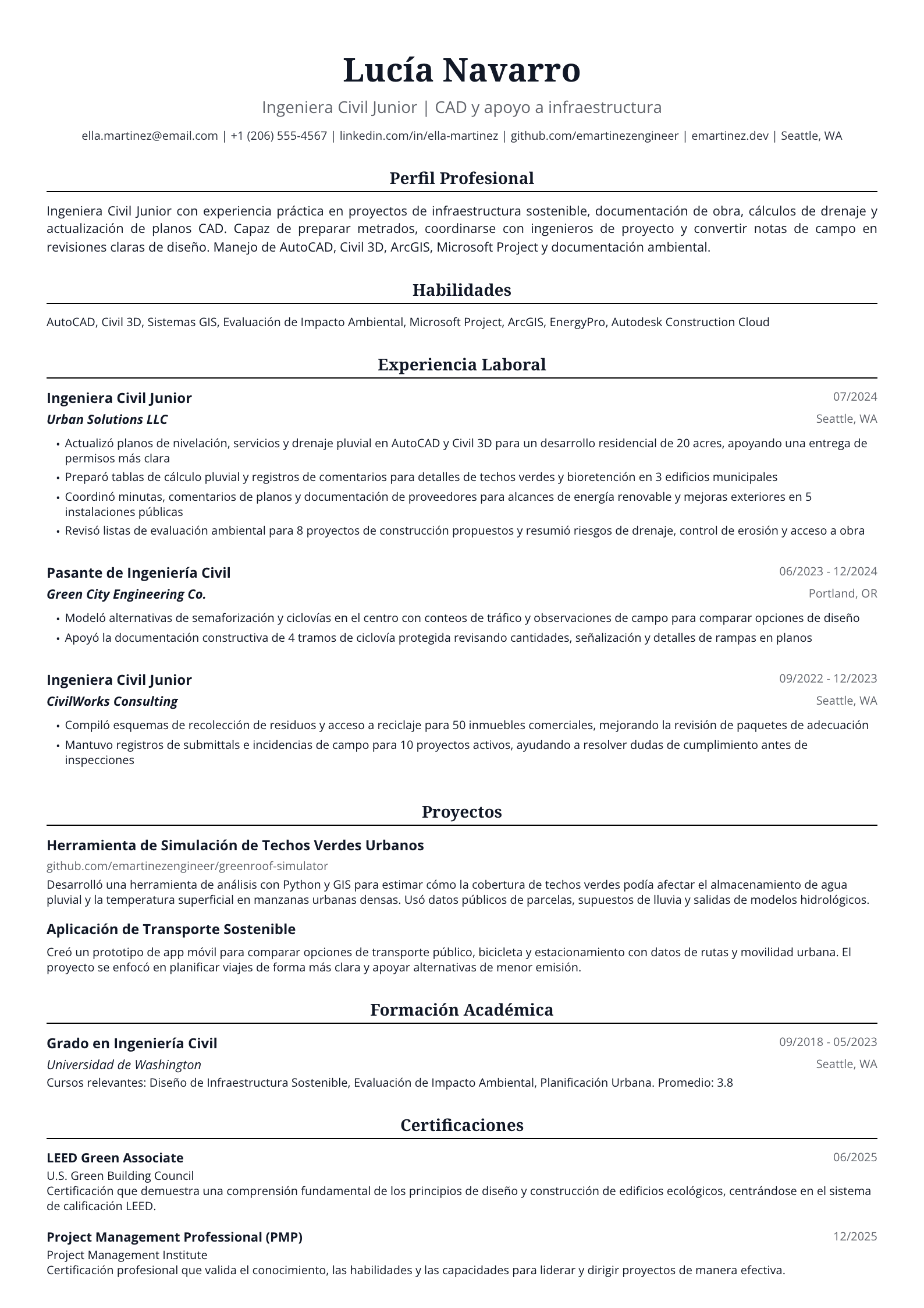 Ingeniera Civil Junior