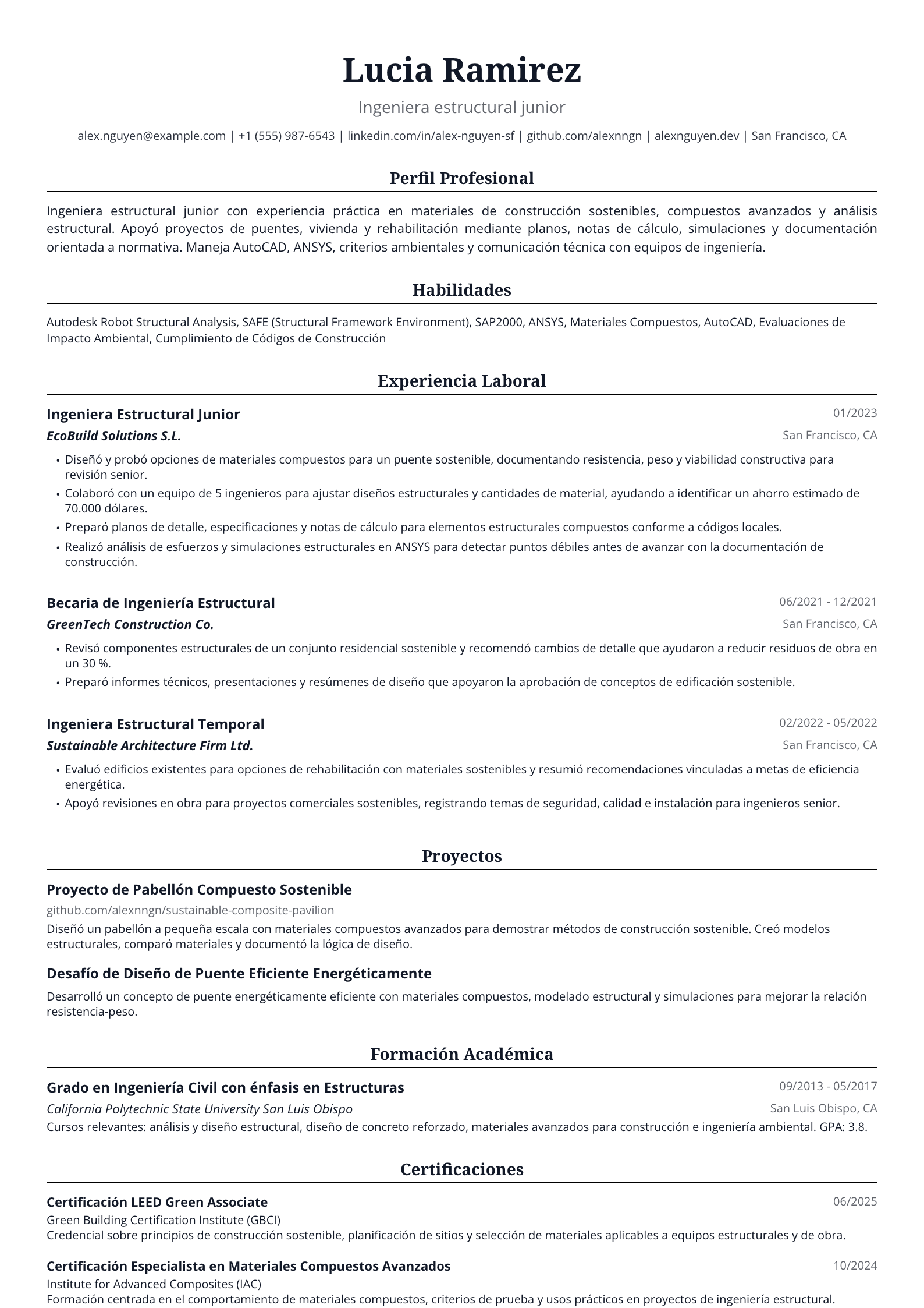 Ingeniera estructural junior