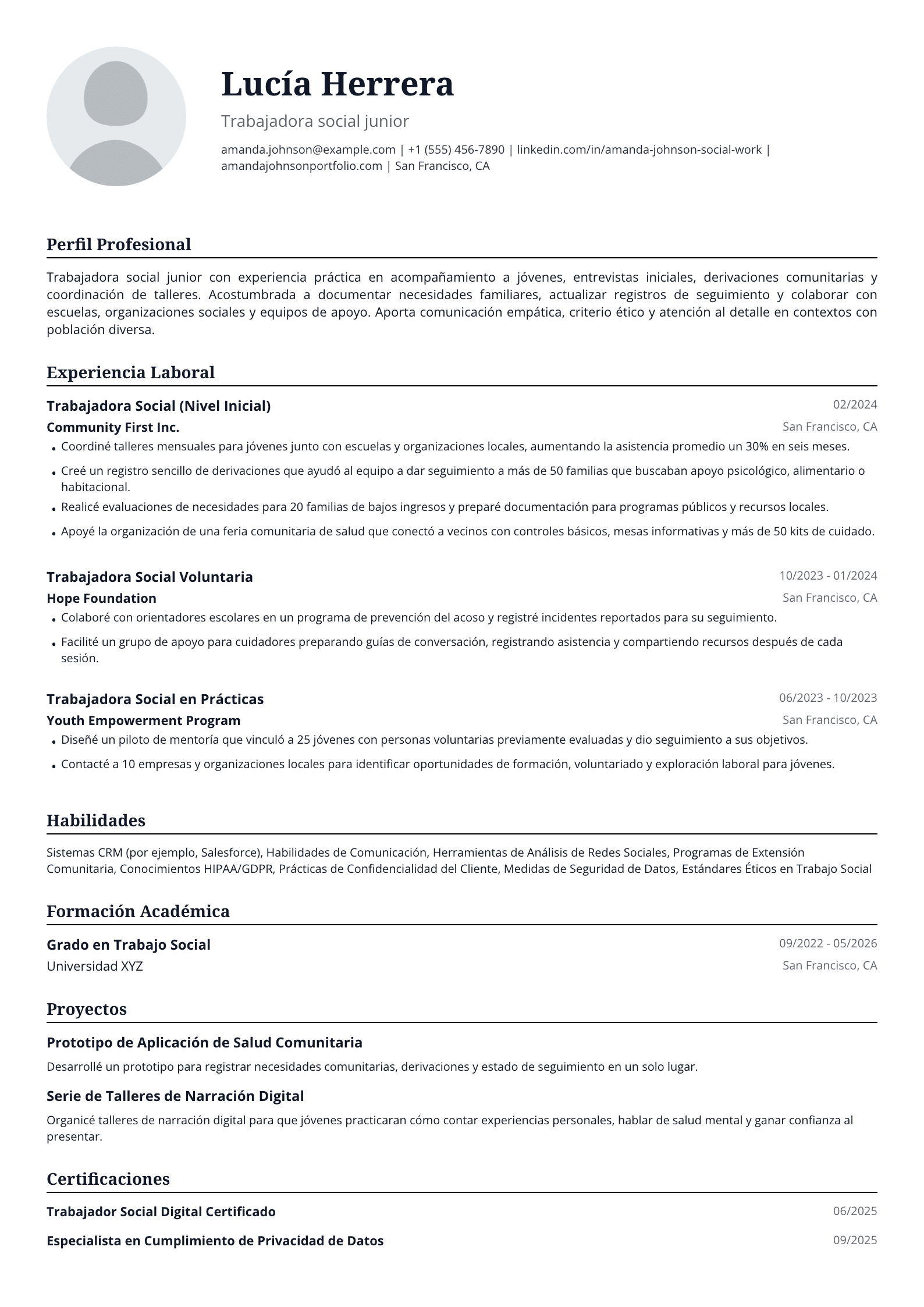 Trabajadora social junior