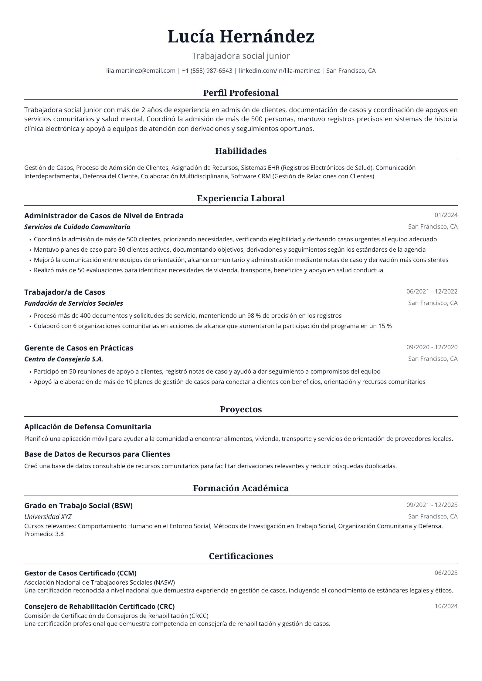 Trabajadora social junior
