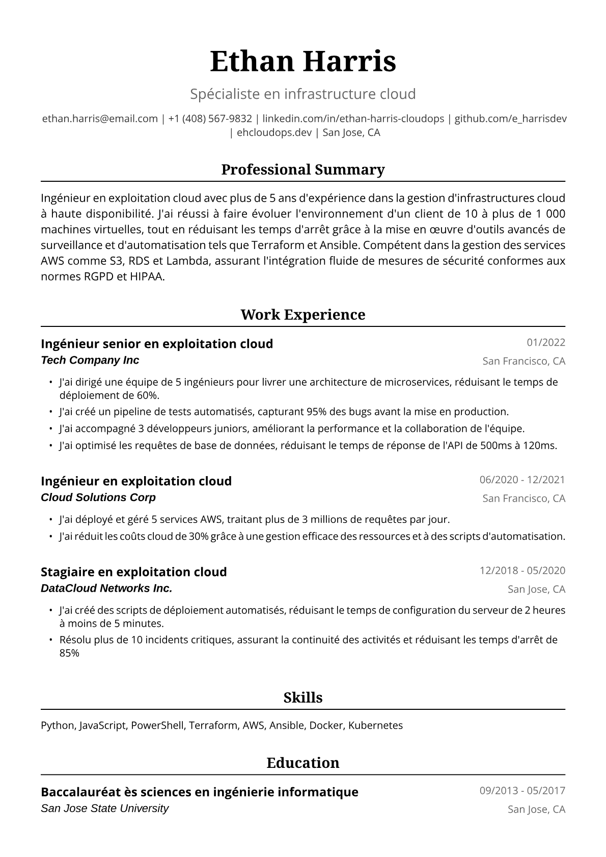 Ingénieur Exploitation Cloud