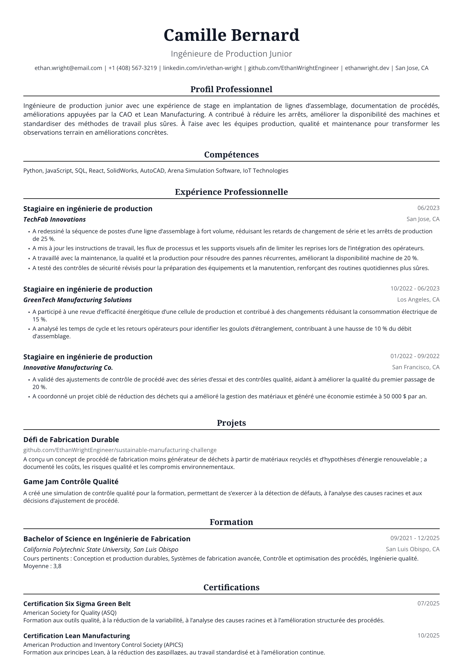 Ingénieure de Production Junior
