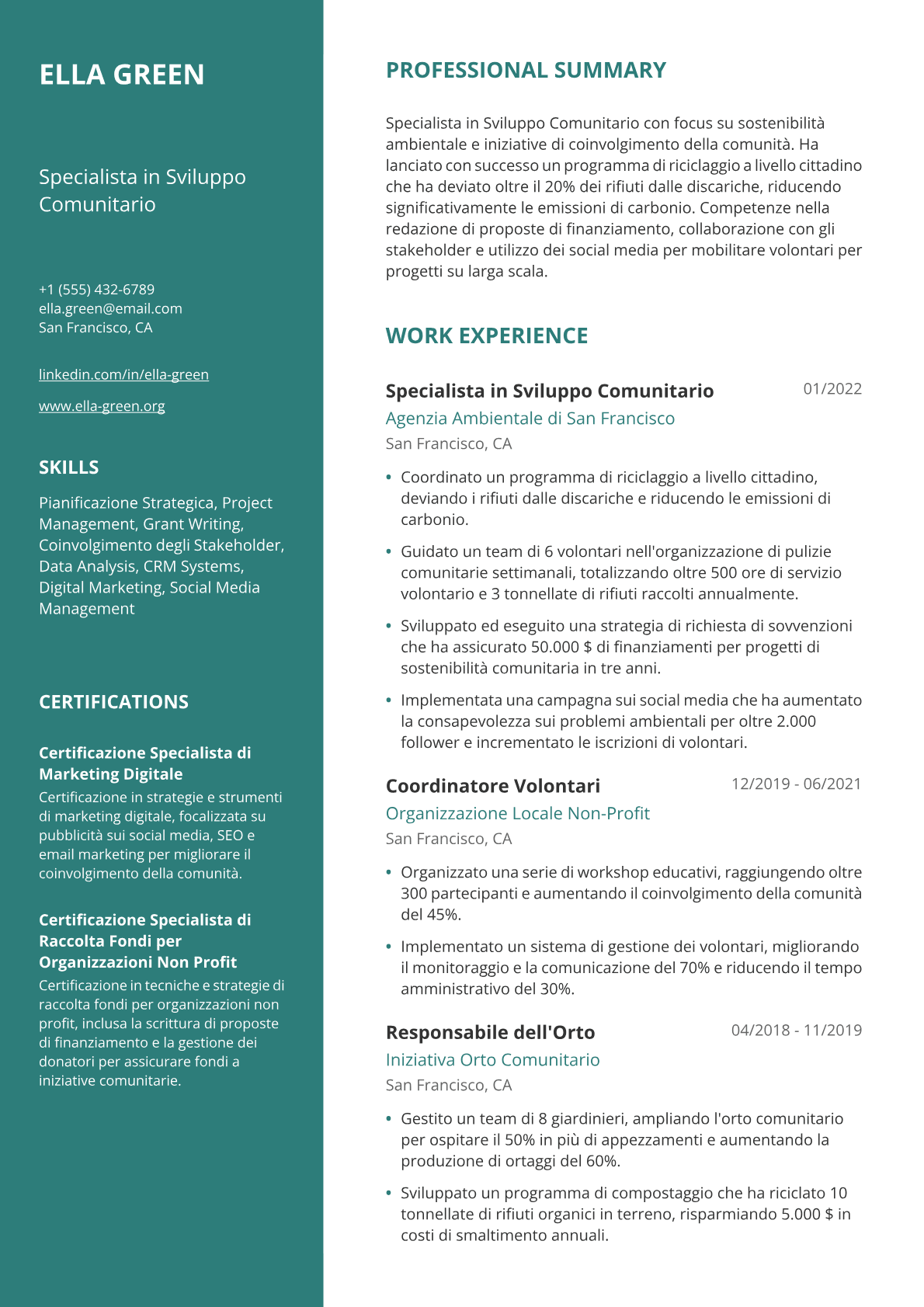 Specialista in Sviluppo Comunitario