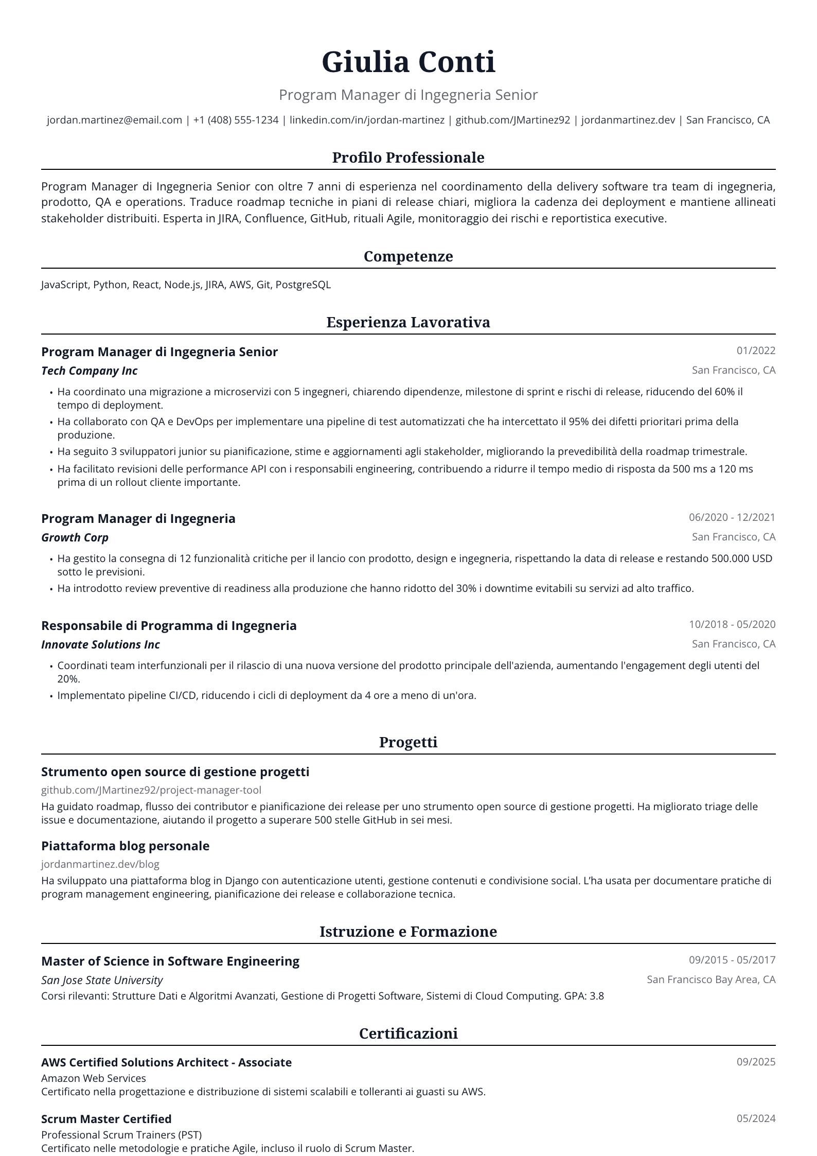 Program Manager di Ingegneria
