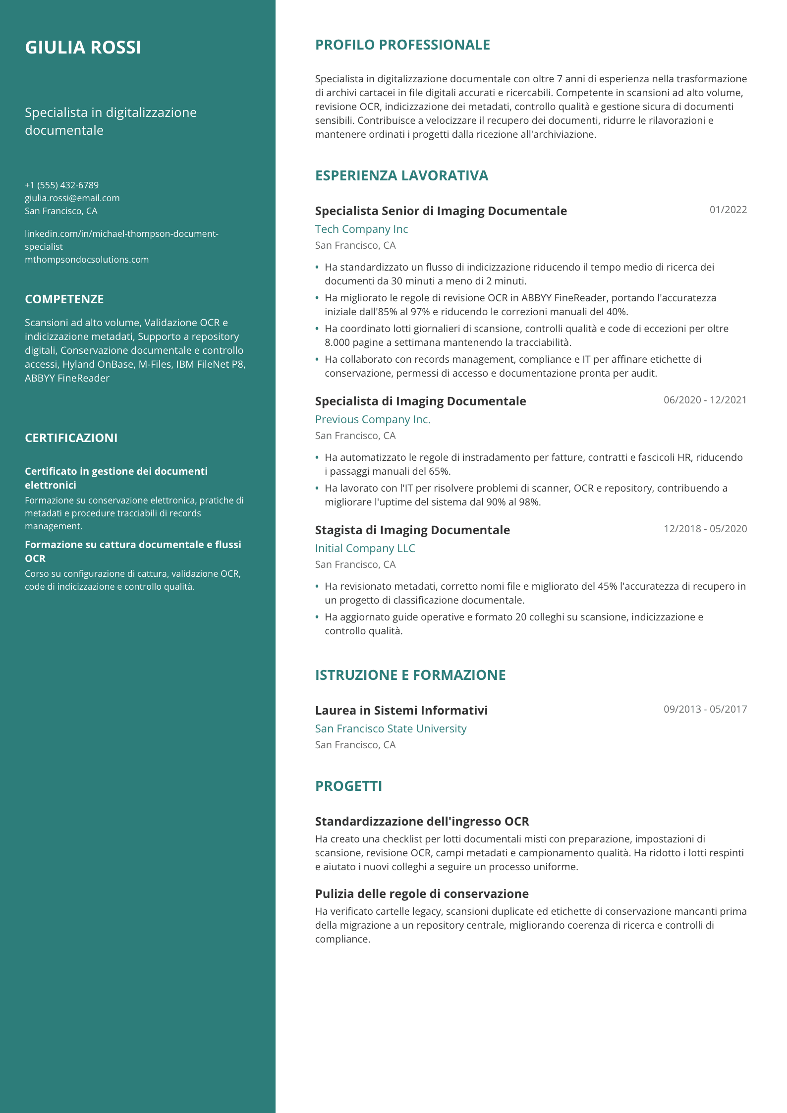 Specialista in digitalizzazione documentale