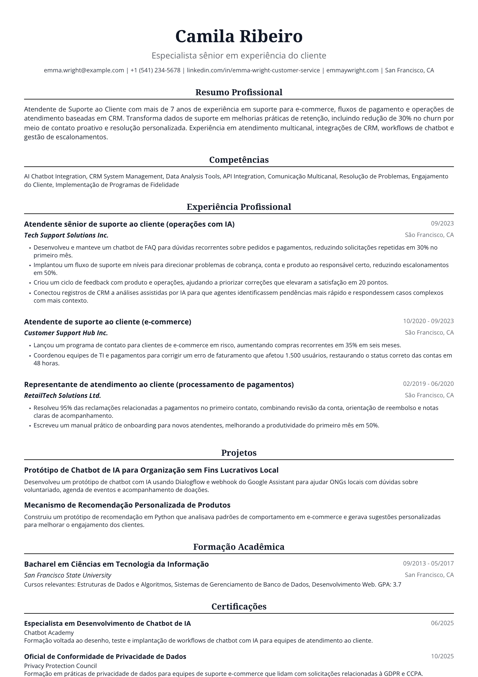 Atendente de Suporte ao Cliente