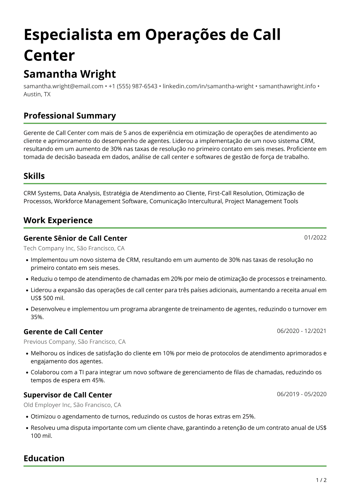 Gerente de call center