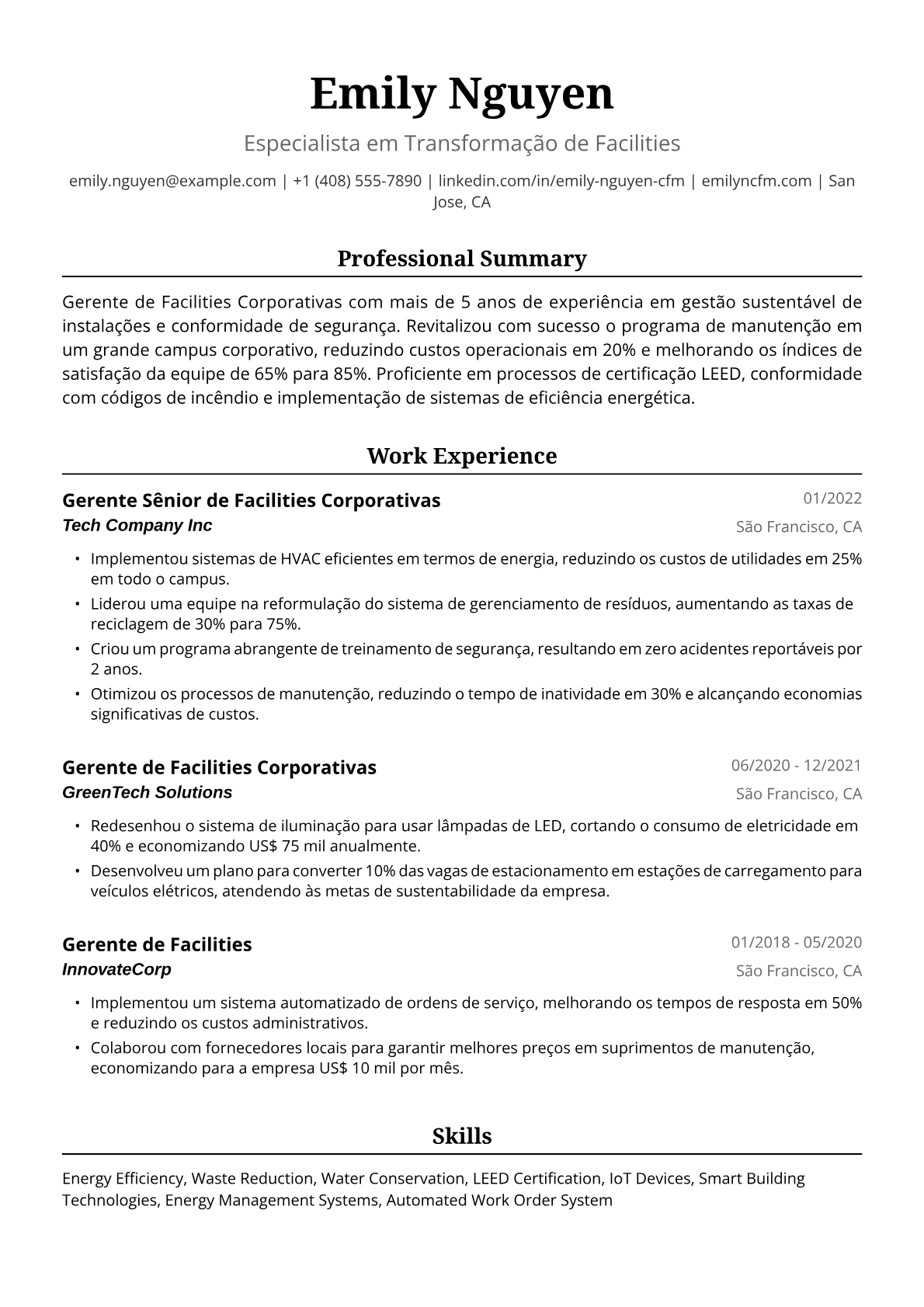 Gerente de Facilities Corporativa