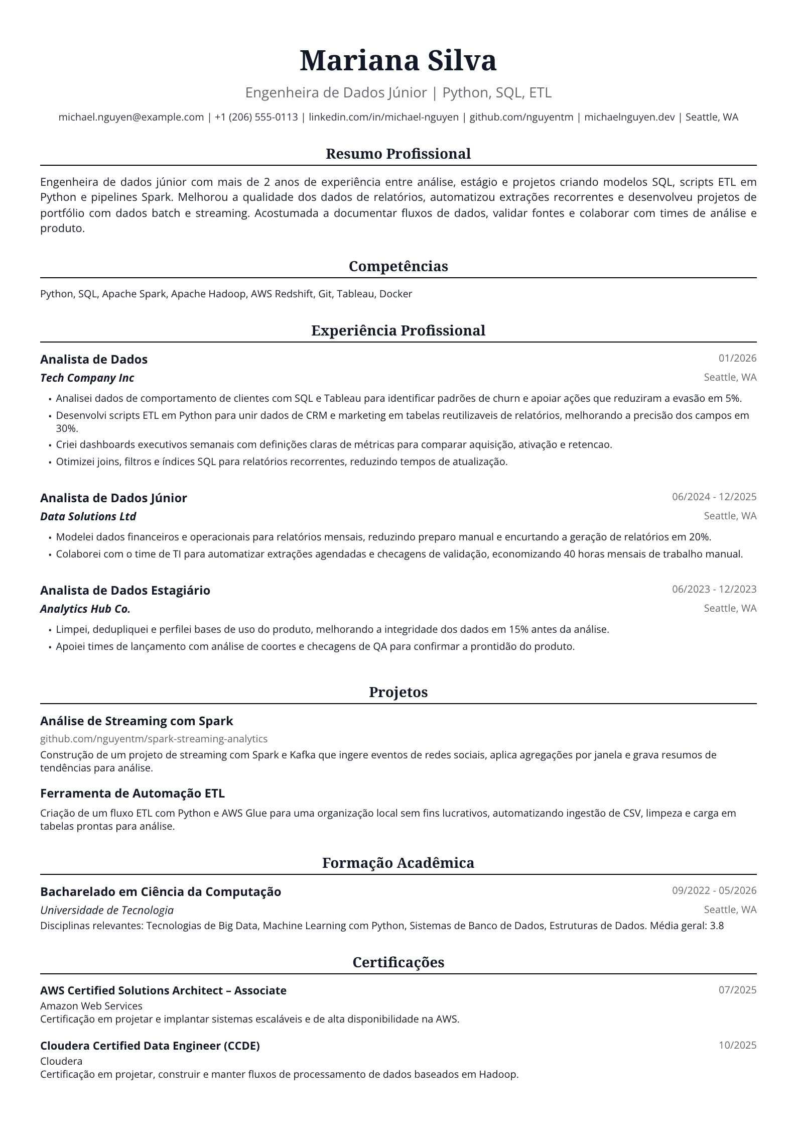 Engenheira de Dados Júnior