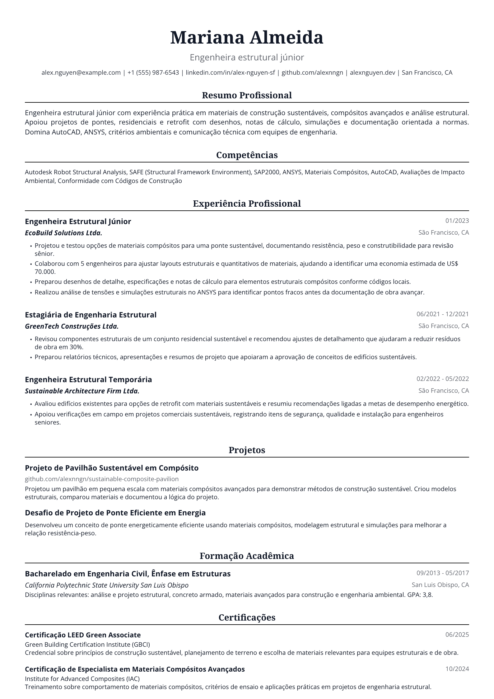 Engenheira estrutural júnior