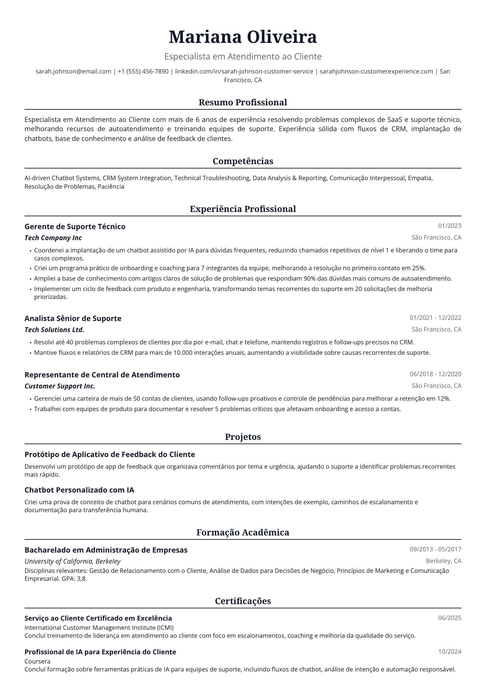 Especialista em Atendimento ao Cliente