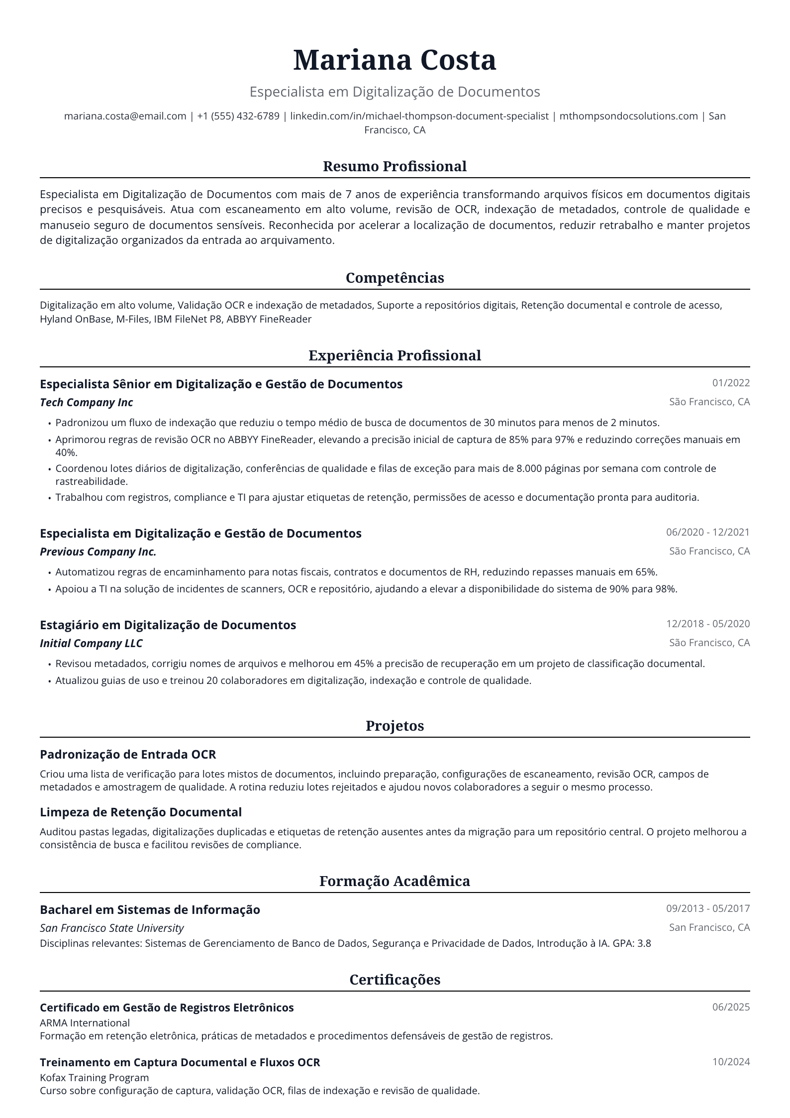 Especialista em Digitalização de Documentos